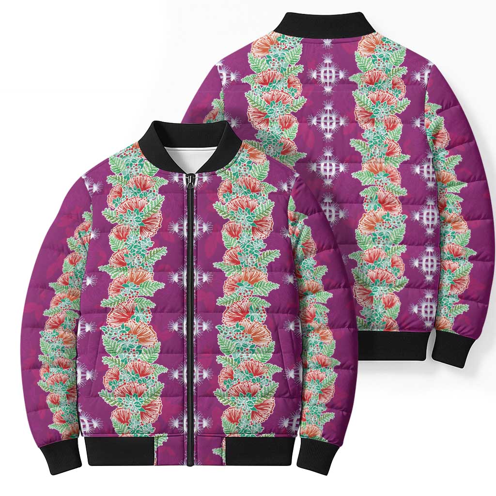 Hawaii Ohia Lehua Bomber Puffer Jacket Tropical Vibes Fuchsia LT05 - Polynesian Pride