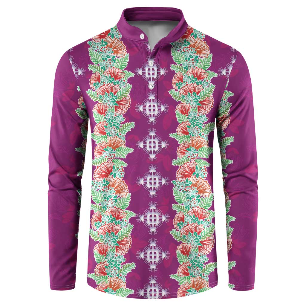 Hawaii Ohia Lehua Button Sweatshirt Tropical Vibes Fuchsia LT05 Fuchsia - Polynesian Pride