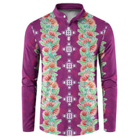 Hawaii Ohia Lehua Button Sweatshirt Tropical Vibes Fuchsia LT05 Fuchsia - Polynesian Pride