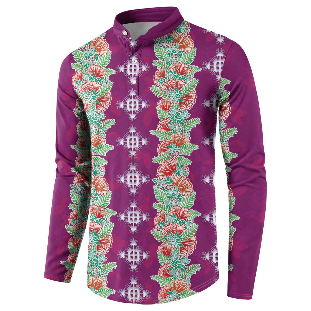 Hawaii Ohia Lehua Button Sweatshirt Tropical Vibes Fuchsia LT05 - Polynesian Pride