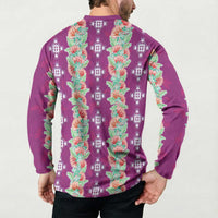 Hawaii Ohia Lehua Button Sweatshirt Tropical Vibes Fuchsia LT05 - Polynesian Pride