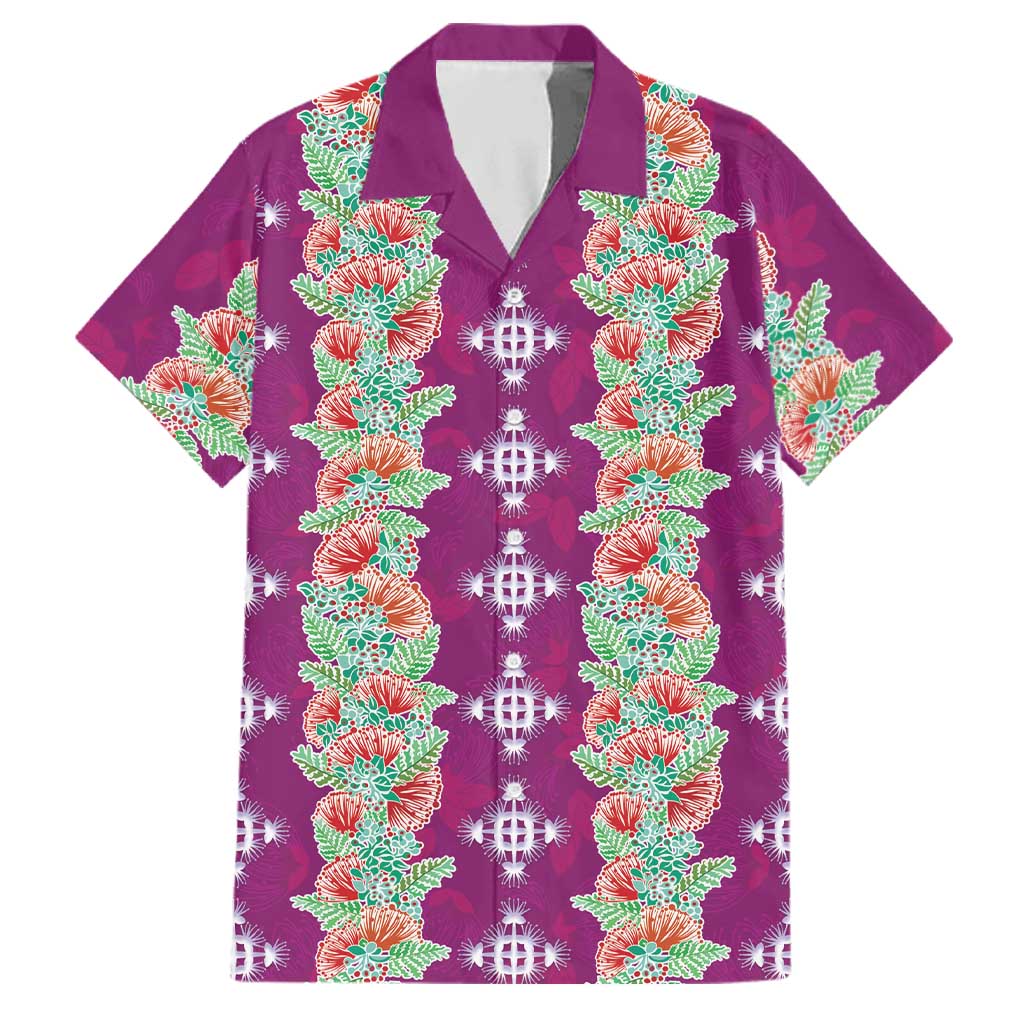 Hawaii Ohia Lehua Family Matching Long Sleeve Bodycon Dress and Hawaiian Shirt Tropical Vibes Fuchsia