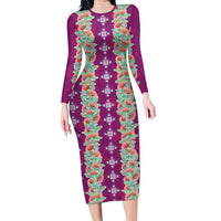 Hawaii Ohia Lehua Family Matching Long Sleeve Bodycon Dress and Hawaiian Shirt Tropical Vibes Fuchsia