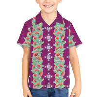 Hawaii Ohia Lehua Family Matching Short Sleeve Bodycon Dress and Hawaiian Shirt Tropical Vibes Fuchsia