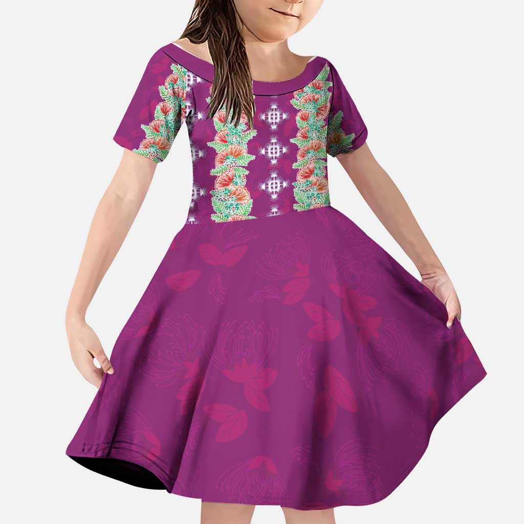 Hawaii Ohia Lehua Family Matching Summer Maxi Dress and Hawaiian Shirt Tropical Vibes Fuchsia