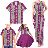 Hawaii Ohia Lehua Family Matching Tank Maxi Dress and Hawaiian Shirt Tropical Vibes Fuchsia