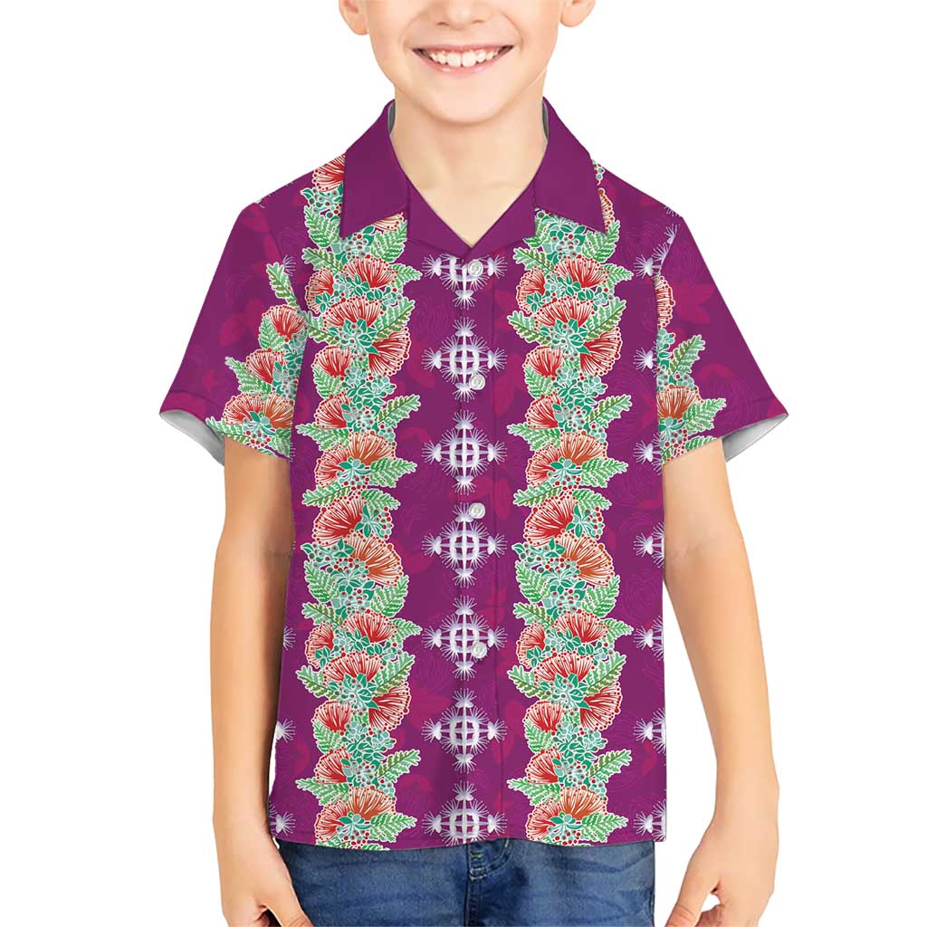 Hawaii Ohia Lehua Family Matching Tank Maxi Dress and Hawaiian Shirt Tropical Vibes Fuchsia