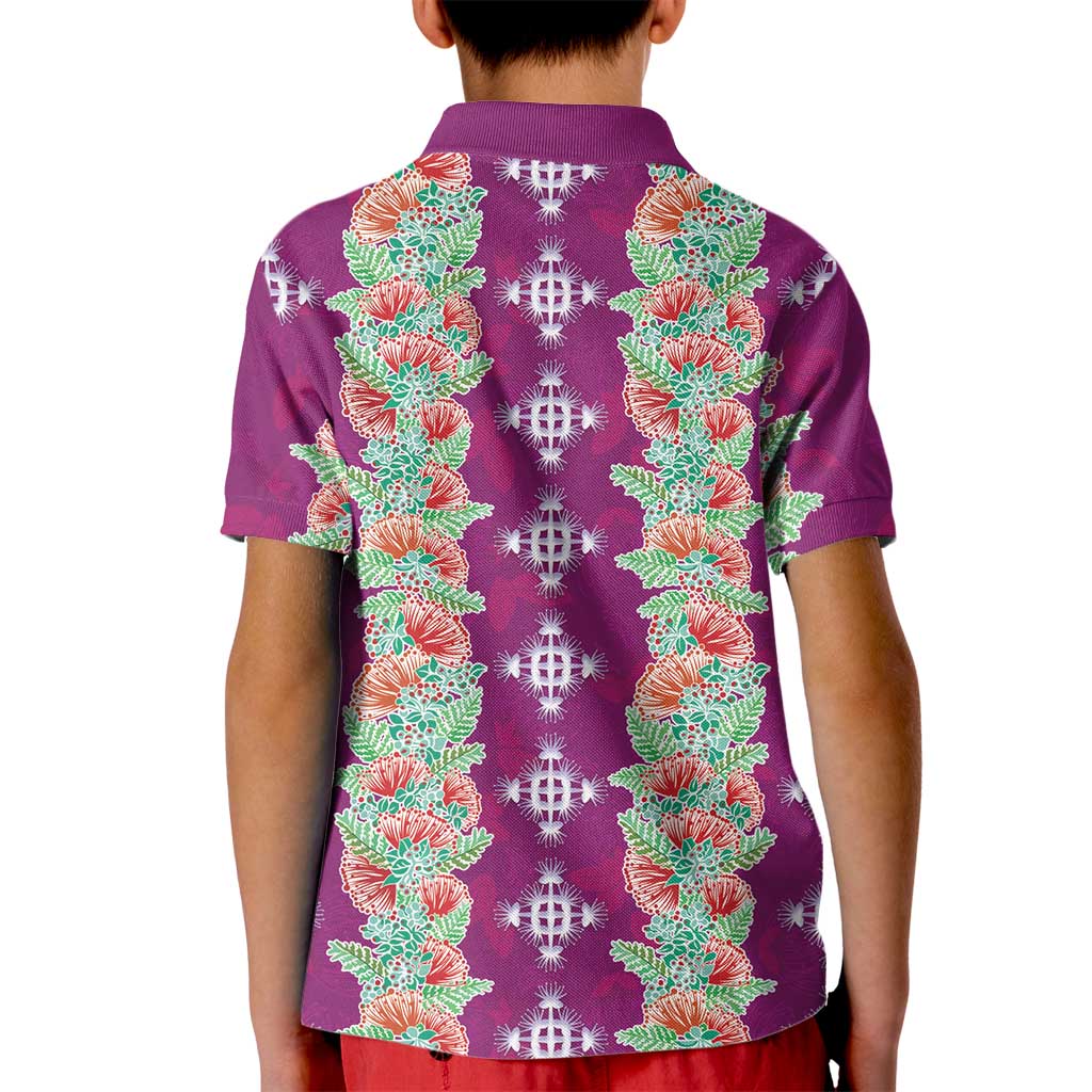 Hawaii Ohia Lehua Kid Polo Shirt Tropical Vibes Fuchsia LT05 - Polynesian Pride