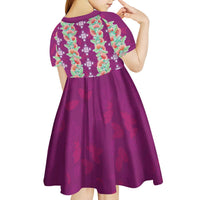 Hawaii Ohia Lehua Kid Short Sleeve Dress Tropical Vibes Fuchsia