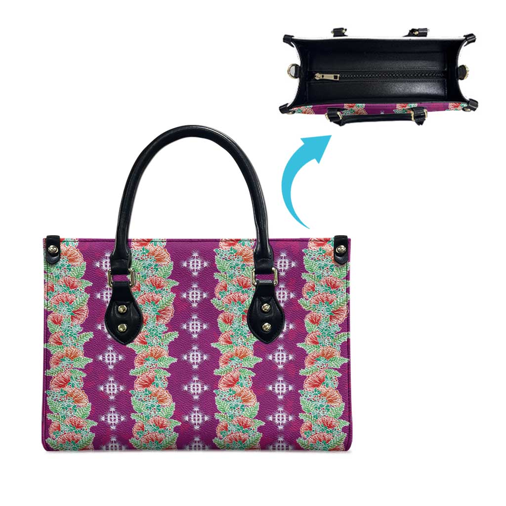 Hawaii Ohia Lehua Leather Bag Tropical Vibes Fuchsia LT05 - Polynesian Pride