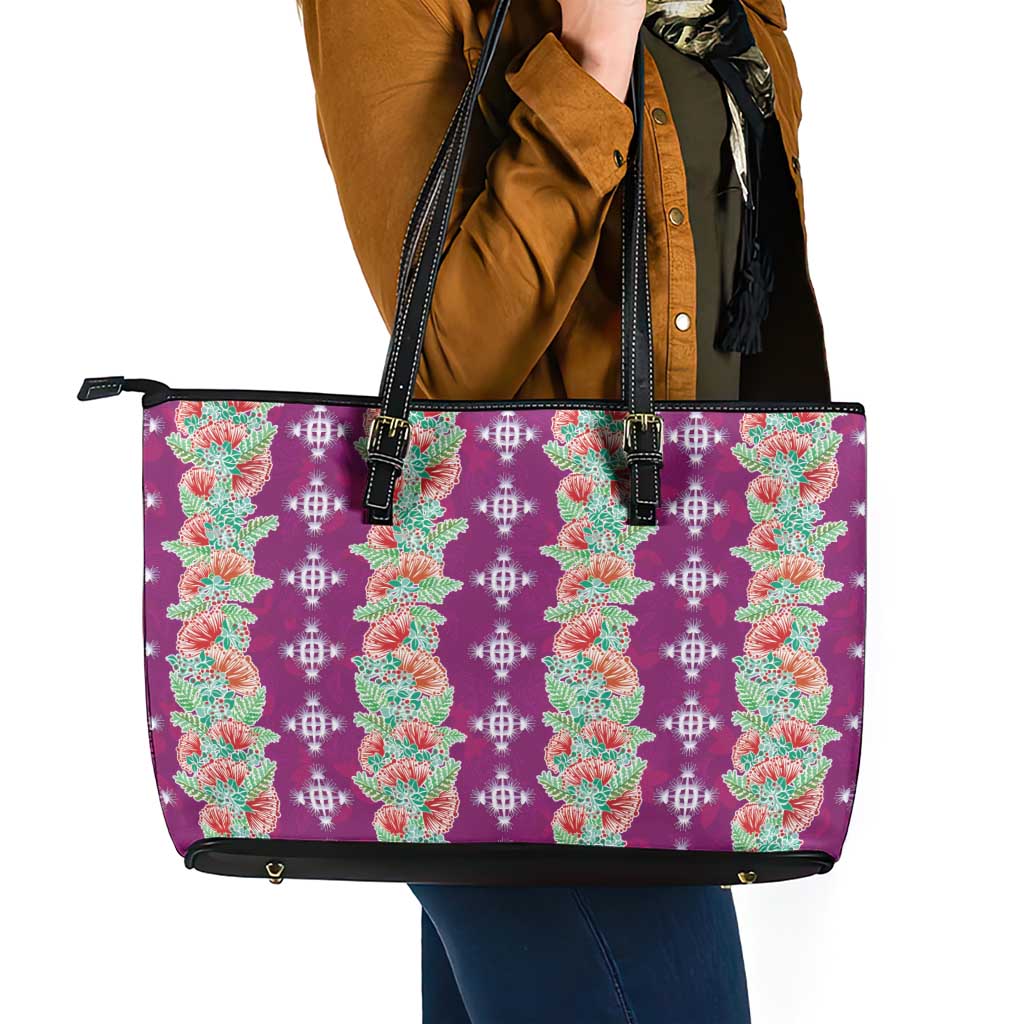 Hawaii Ohia Lehua Leather Tote Bag Tropical Vibes Fuchsia LT05 - Polynesian Pride