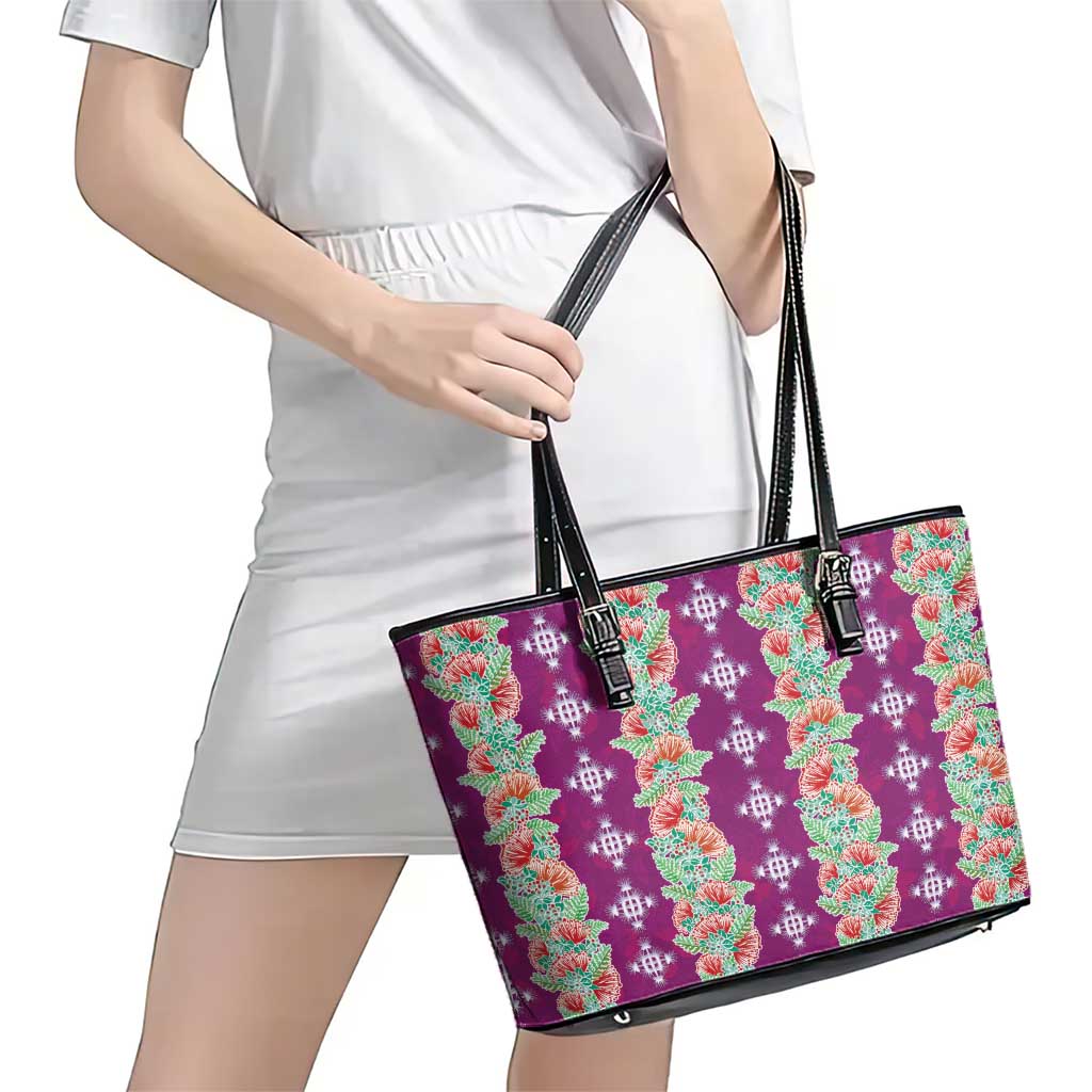 Hawaii Ohia Lehua Leather Tote Bag Tropical Vibes Fuchsia LT05 - Polynesian Pride