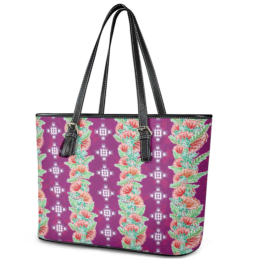 Hawaii Ohia Lehua Leather Tote Bag Tropical Vibes Fuchsia LT05 - Polynesian Pride