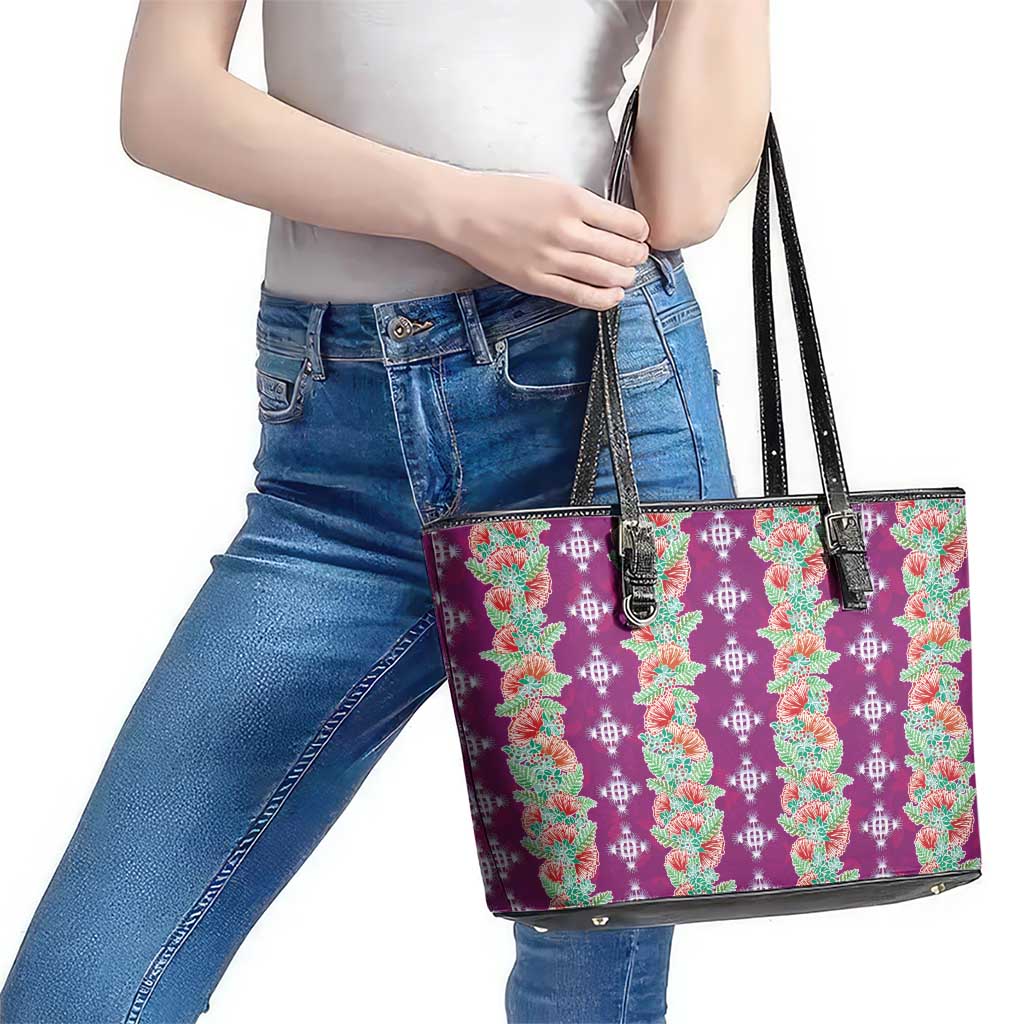 Hawaii Ohia Lehua Leather Tote Bag Tropical Vibes Fuchsia LT05 - Polynesian Pride