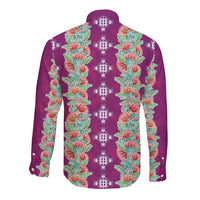 Hawaii Ohia Lehua Long Sleeve Button Shirt Tropical Vibes Fuchsia LT05 - Polynesian Pride