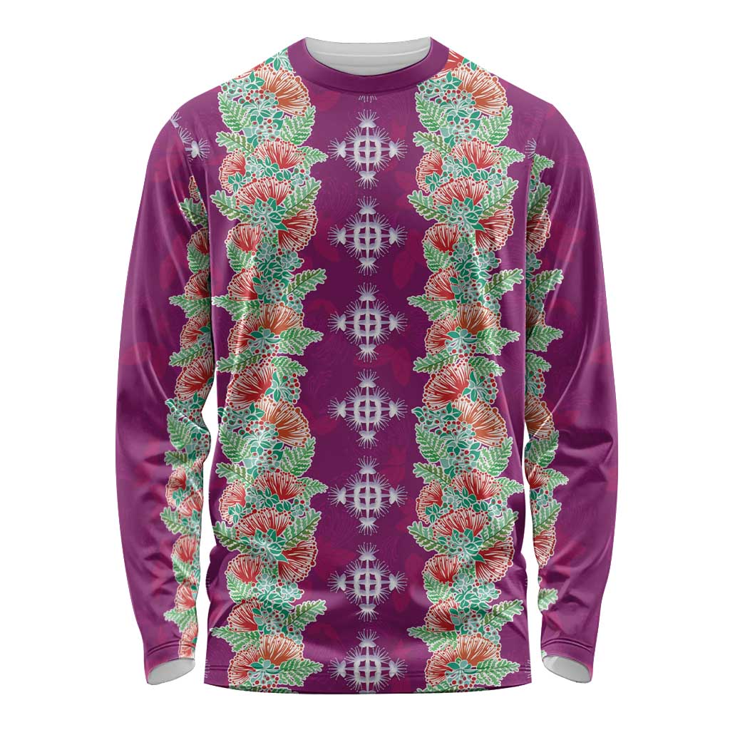 Hawaii Ohia Lehua Long Sleeve Shirt Tropical Vibes Fuchsia LT05 Unisex Fuchsia - Polynesian Pride