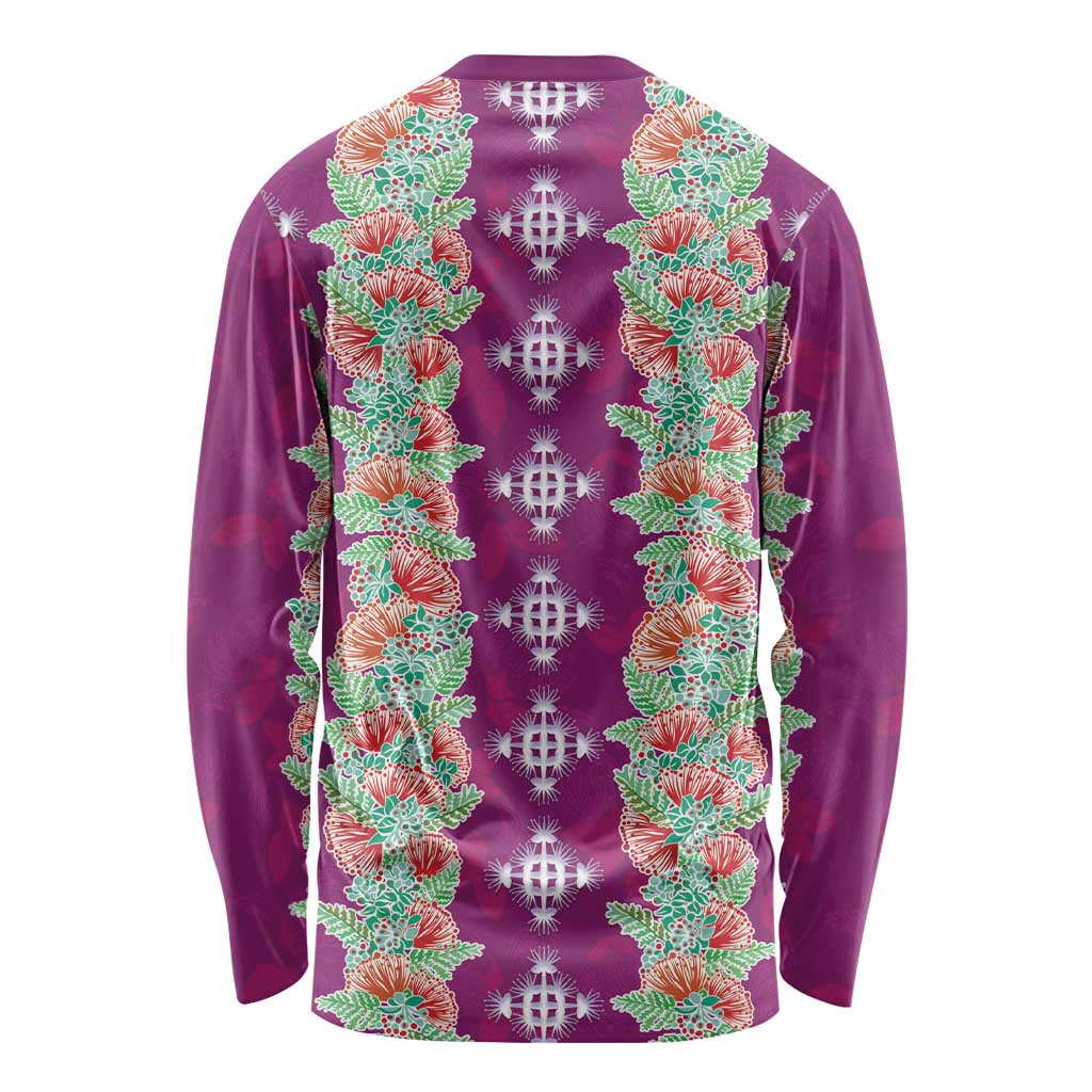 Hawaii Ohia Lehua Long Sleeve Shirt Tropical Vibes Fuchsia LT05 - Polynesian Pride