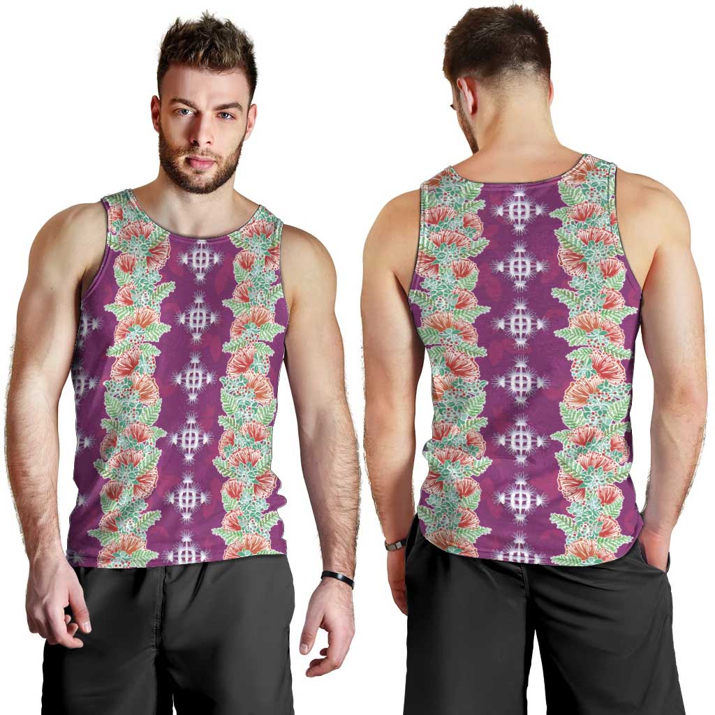 Hawaii Ohia Lehua Men Tank Top Tropical Vibes Fuchsia LT05 - Polynesian Pride