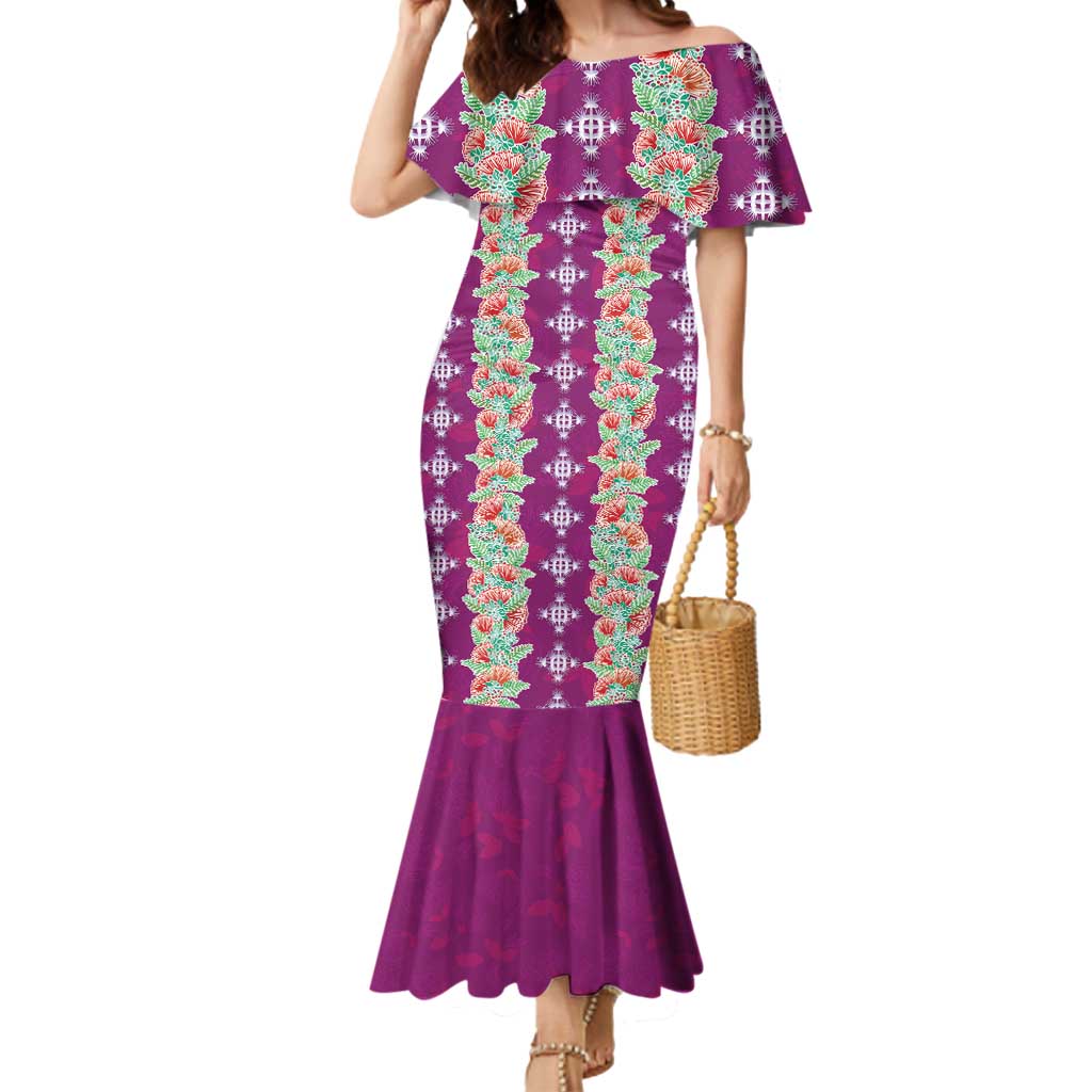 Hawaii Ohia Lehua Mermaid Dress Tropical Vibes Fuchsia LT05 Women Fuchsia - Polynesian Pride