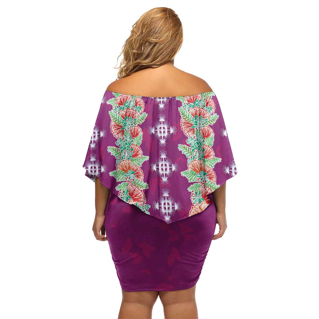 Hawaii Ohia Lehua Off Shoulder Short Dress Tropical Vibes Fuchsia LT05 - Polynesian Pride