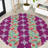 Hawaii Ohia Lehua Round Carpet Tropical Vibes Fuchsia LT05 Fuchsia - Polynesian Pride