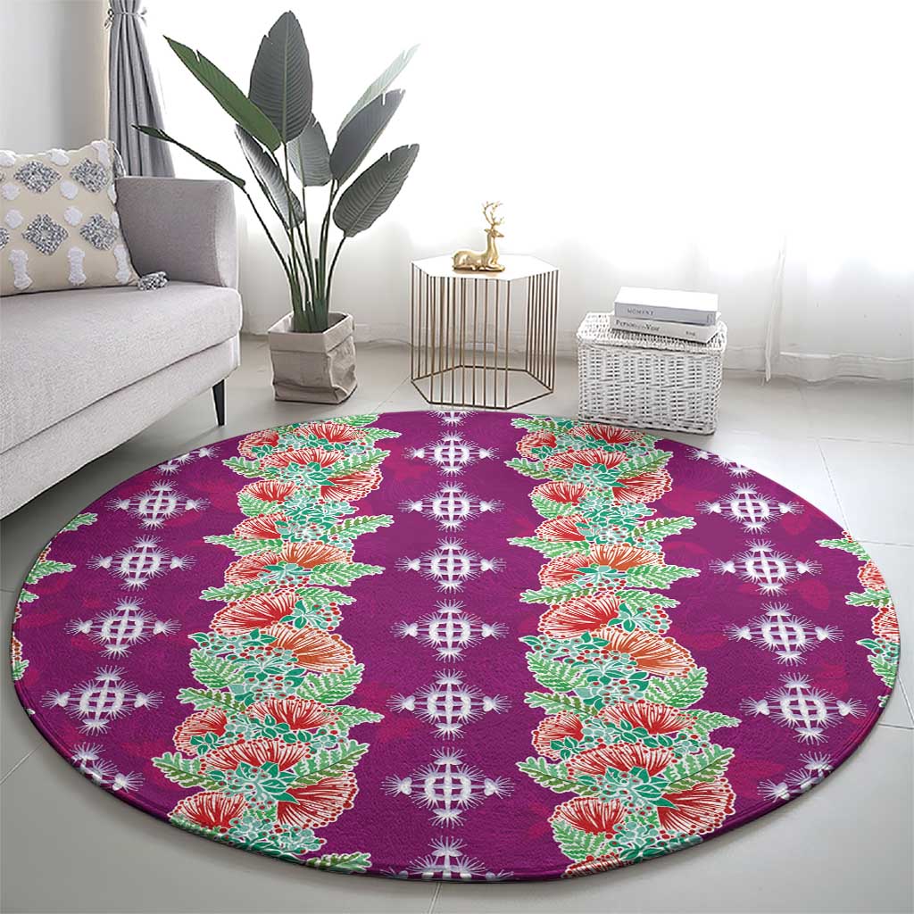 Hawaii Ohia Lehua Round Carpet Tropical Vibes Fuchsia LT05 - Polynesian Pride