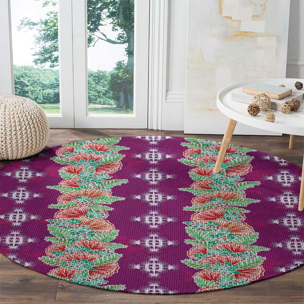 Hawaii Ohia Lehua Round Carpet Tropical Vibes Fuchsia LT05 - Polynesian Pride