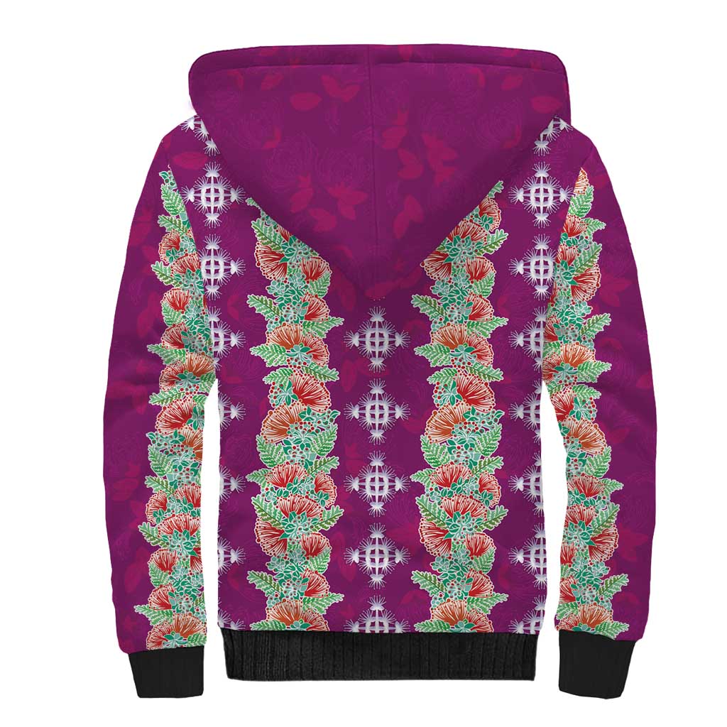 Hawaii Ohia Lehua Sherpa Hoodie Tropical Vibes Fuchsia LT05 - Polynesian Pride