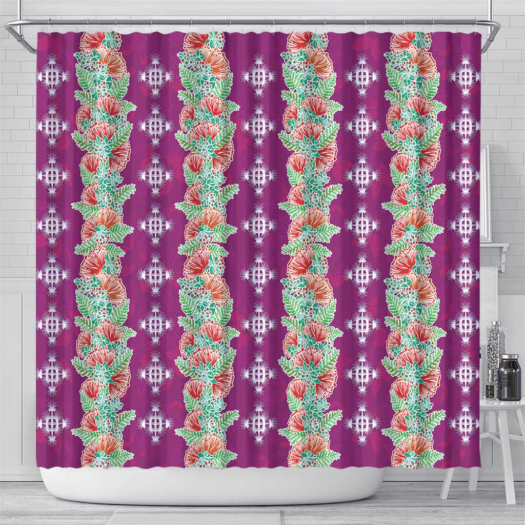 Hawaii Ohia Lehua Shower Curtain Tropical Vibes Fuchsia LT05 - Polynesian Pride