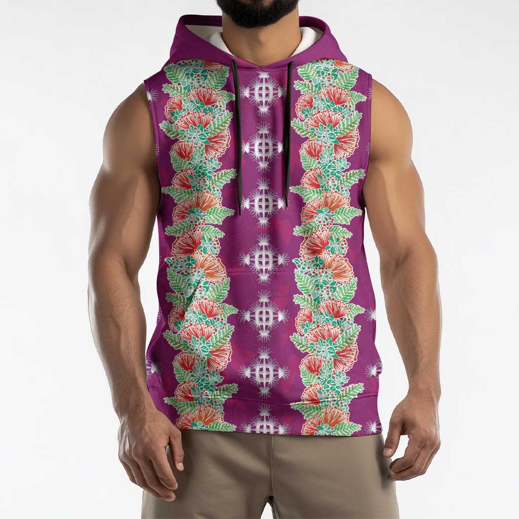 Hawaii Ohia Lehua Sleeveless Hoodie Tropical Vibes Fuchsia LT05 - Polynesian Pride
