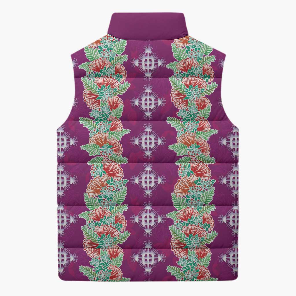 Hawaii Ohia Lehua Sleeveless Puffer Jacket Tropical Vibes Fuchsia LT05 - Polynesian Pride