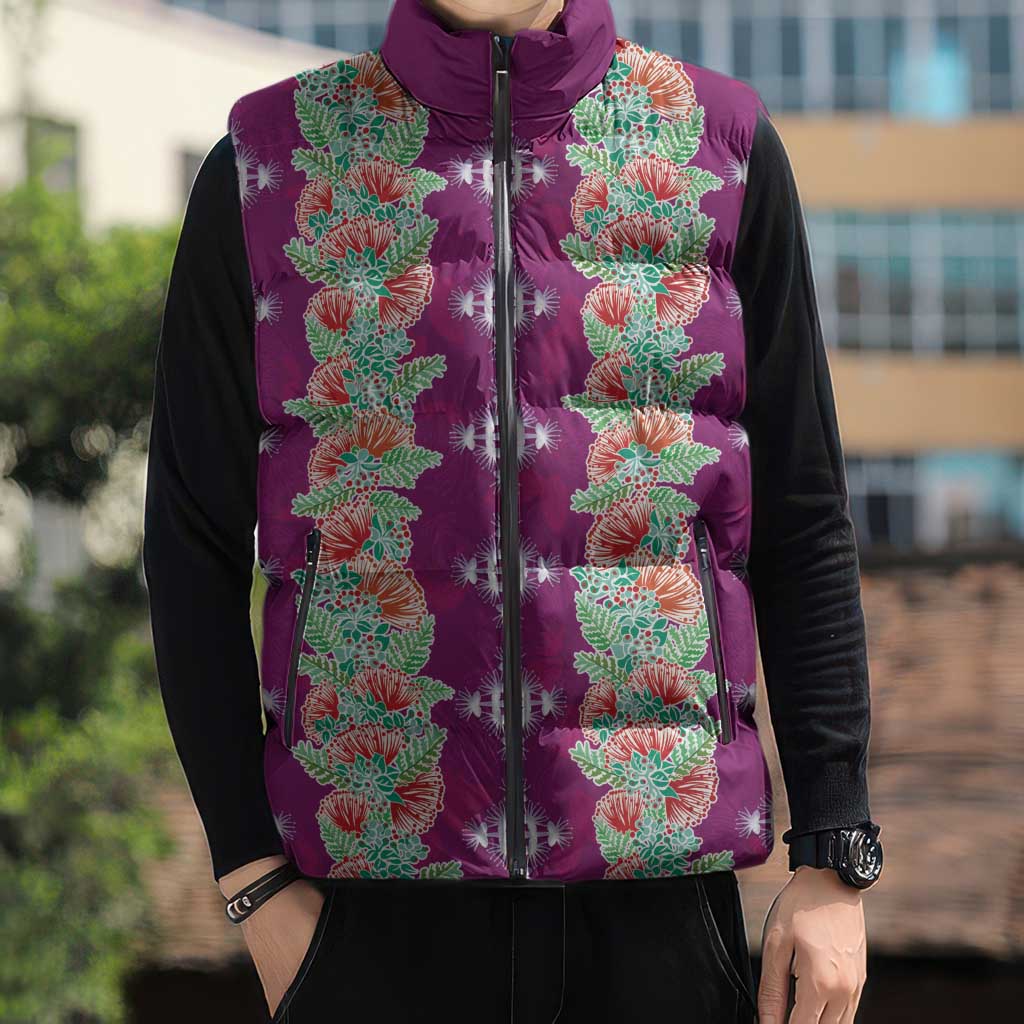 Hawaii Ohia Lehua Sleeveless Puffer Jacket Tropical Vibes Fuchsia LT05 - Polynesian Pride