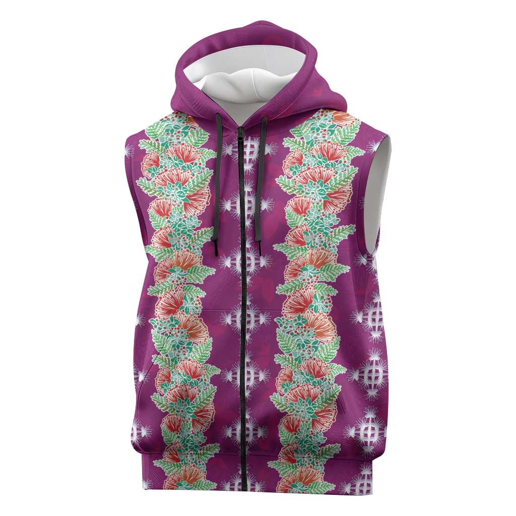 Hawaii Ohia Lehua Sleeveless Zip Hoodie Tropical Vibes Fuchsia LT05 Fuchsia - Polynesian Pride