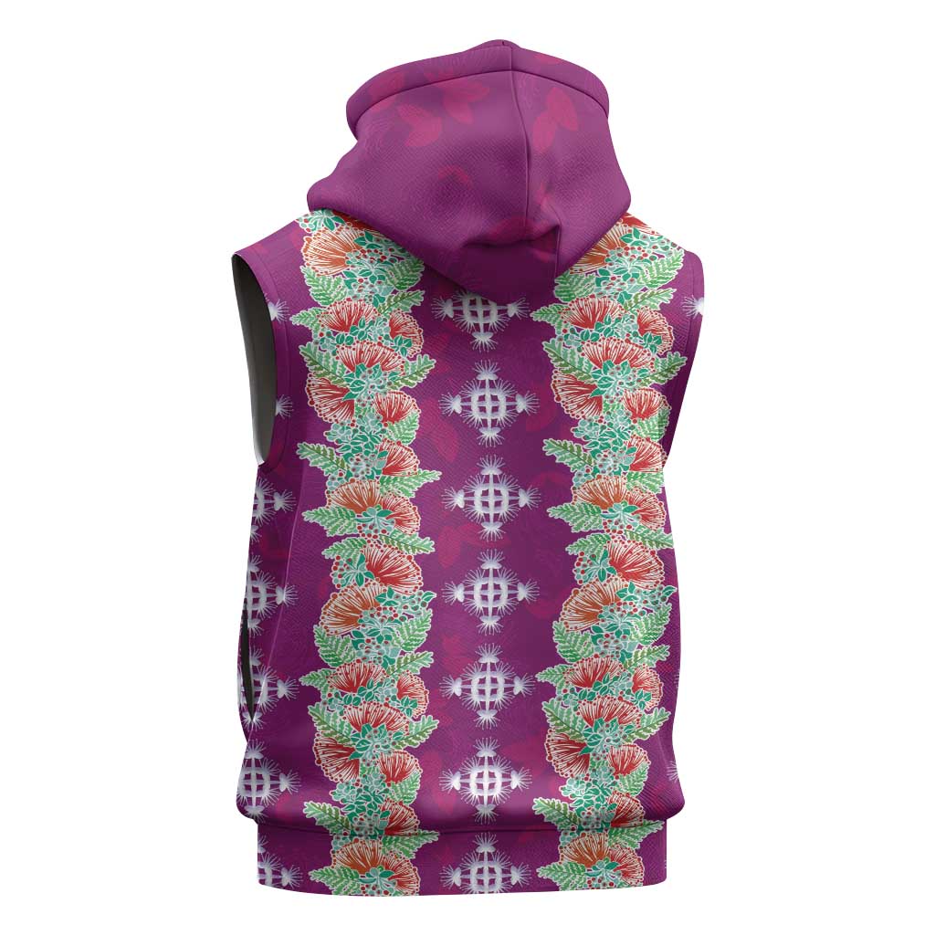 Hawaii Ohia Lehua Sleeveless Zip Hoodie Tropical Vibes Fuchsia LT05 - Polynesian Pride