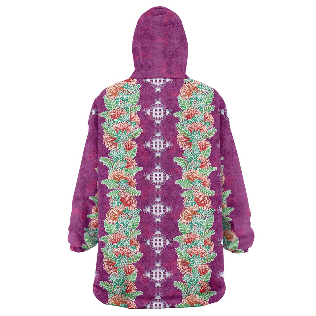Hawaii Ohia Lehua Wearable Blanket Hoodie Tropical Vibes Fuchsia LT05 - Polynesian Pride