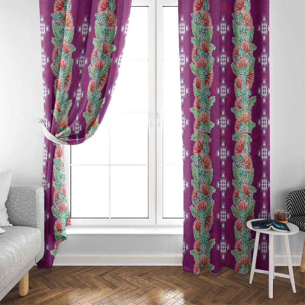 Hawaii Ohia Lehua Window Curtain Tropical Vibes Fuchsia LT05 - Polynesian Pride