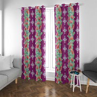 Hawaii Ohia Lehua Window Curtain Tropical Vibes Fuchsia LT05 With Grommets Fuchsia - Polynesian Pride
