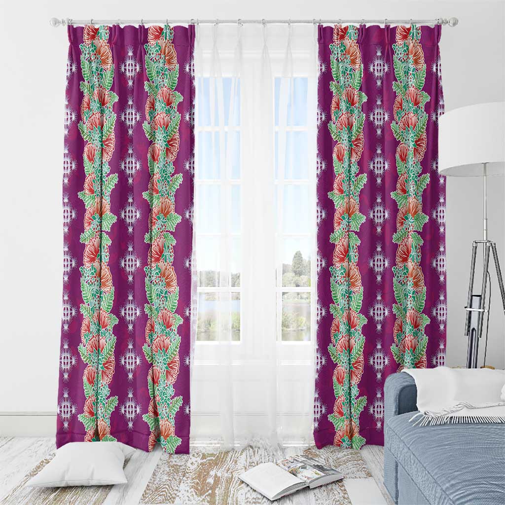 Hawaii Ohia Lehua Window Curtain Tropical Vibes Fuchsia LT05 - Polynesian Pride