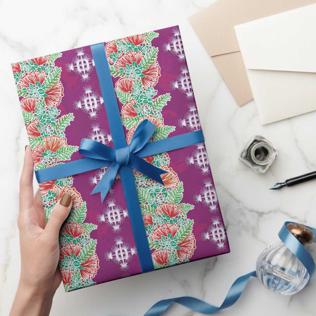 Hawaii Ohia Lehua Wrapping Paper Tropical Vibes Fuchsia LT05 - Polynesian Pride