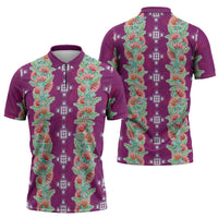 Hawaii Ohia Lehua Zipper Polo Shirt Tropical Vibes Fuchsia LT05 - Polynesian Pride