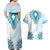 Africa Dashiki Couples Matching Off Shoulder Maxi Dress and Hawaiian Shirt With Polynesian Pattern Blue Version LT05 - Polynesian Pride