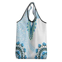 Africa Dashiki Grocery Bag With Polynesian Pattern Blue Version