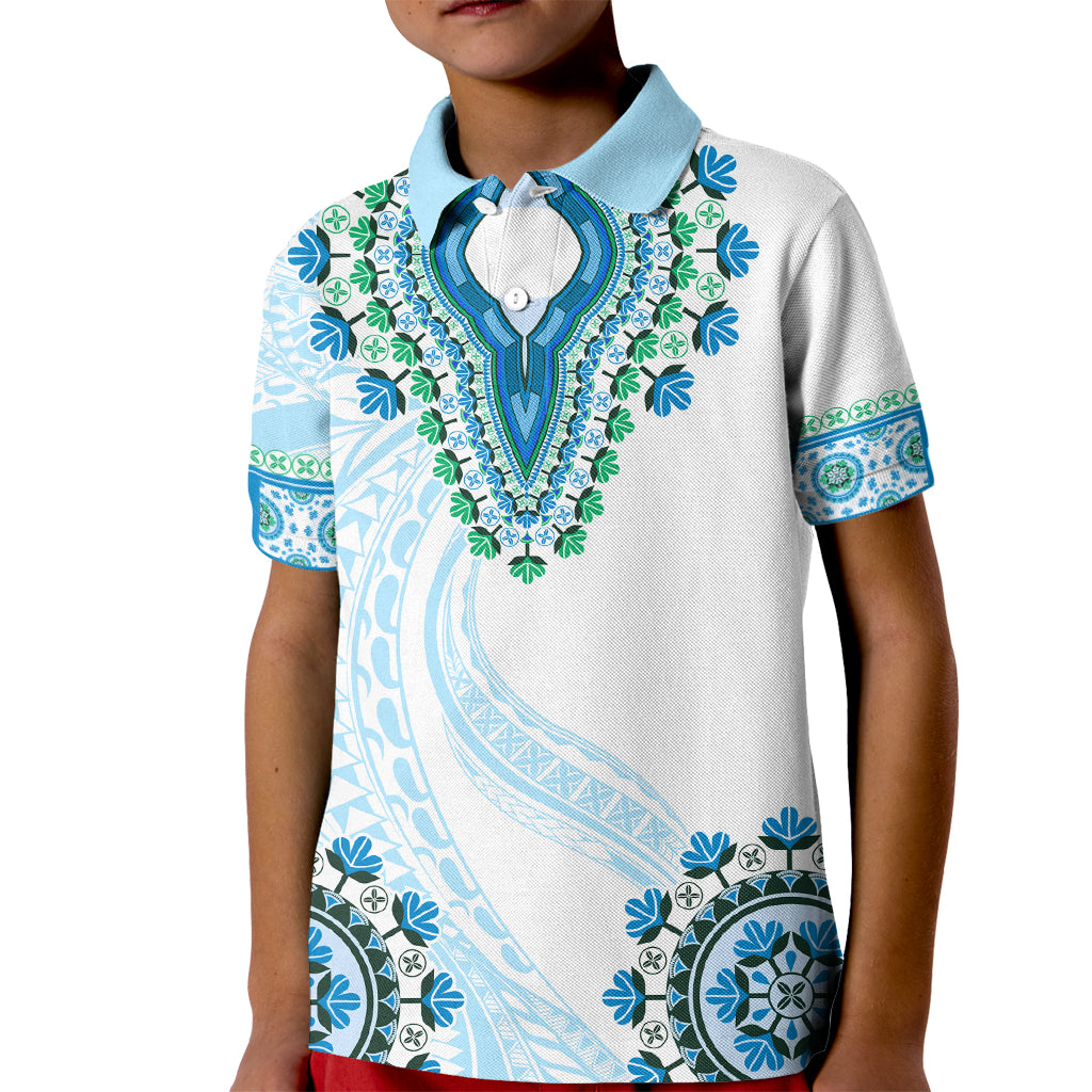 Africa Dashiki Kid Polo Shirt With Polynesian Pattern Blue Version LT05 Kid Blue - Polynesian Pride