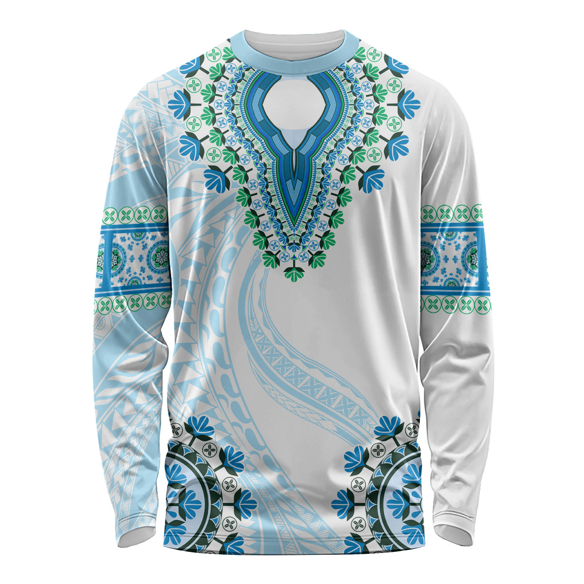 Africa Dashiki Long Sleeve Shirt With Polynesian Pattern Blue Version LT05 Unisex Blue - Polynesian Pride