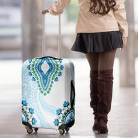 Africa Dashiki Luggage Cover With Polynesian Pattern Blue Version