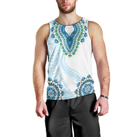 Africa Dashiki Men Tank Top With Polynesian Pattern Blue Version LT05 - Polynesian Pride