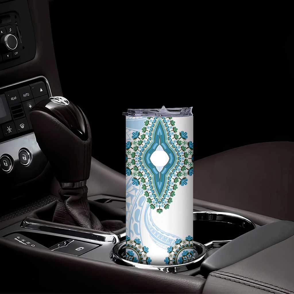 Africa Dashiki Skinny Tumbler With Polynesian Pattern Blue Version