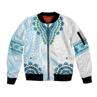 Africa Dashiki Sleeve Zip Bomber Jacket With Polynesian Pattern Blue Version LT05 Unisex Blue - Polynesian Pride