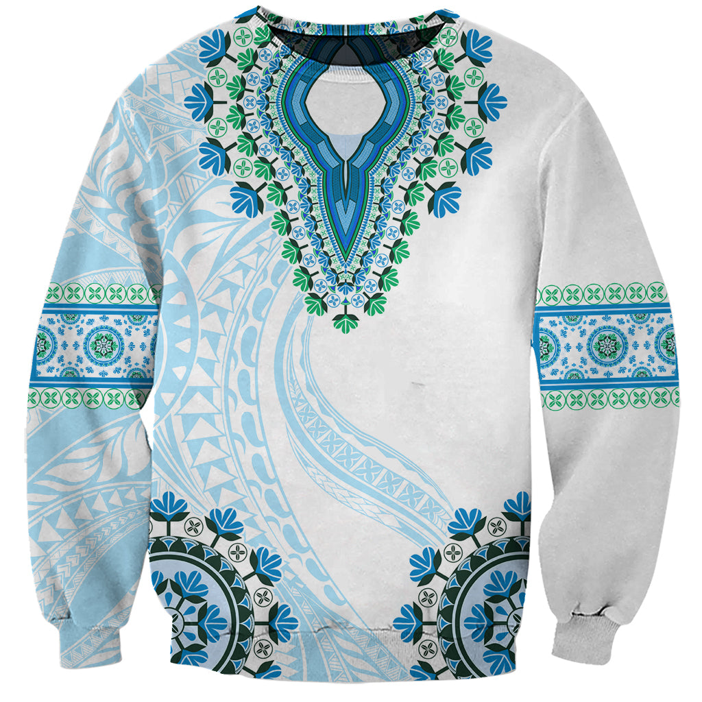 Africa Dashiki Sweatshirt With Polynesian Pattern Blue Version LT05 Unisex Blue - Polynesian Pride