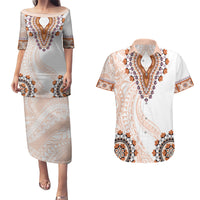 Africa Dashiki Couples Matching Puletasi and Hawaiian Shirt With Polynesian Pattern Beige Version LT05 Beige - Polynesian Pride